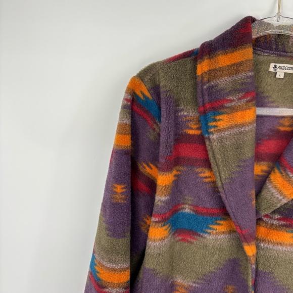 Angderson Southwestern Aztec Print Full Zip Fleece Jacket Size Large - Picture 3 of 10